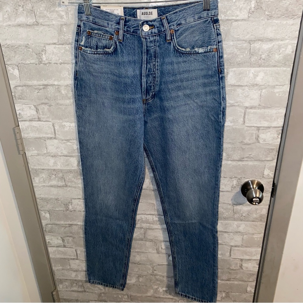 NWT Agolde FEN high rise relaxed taper button fly jeans quarrel wash 28